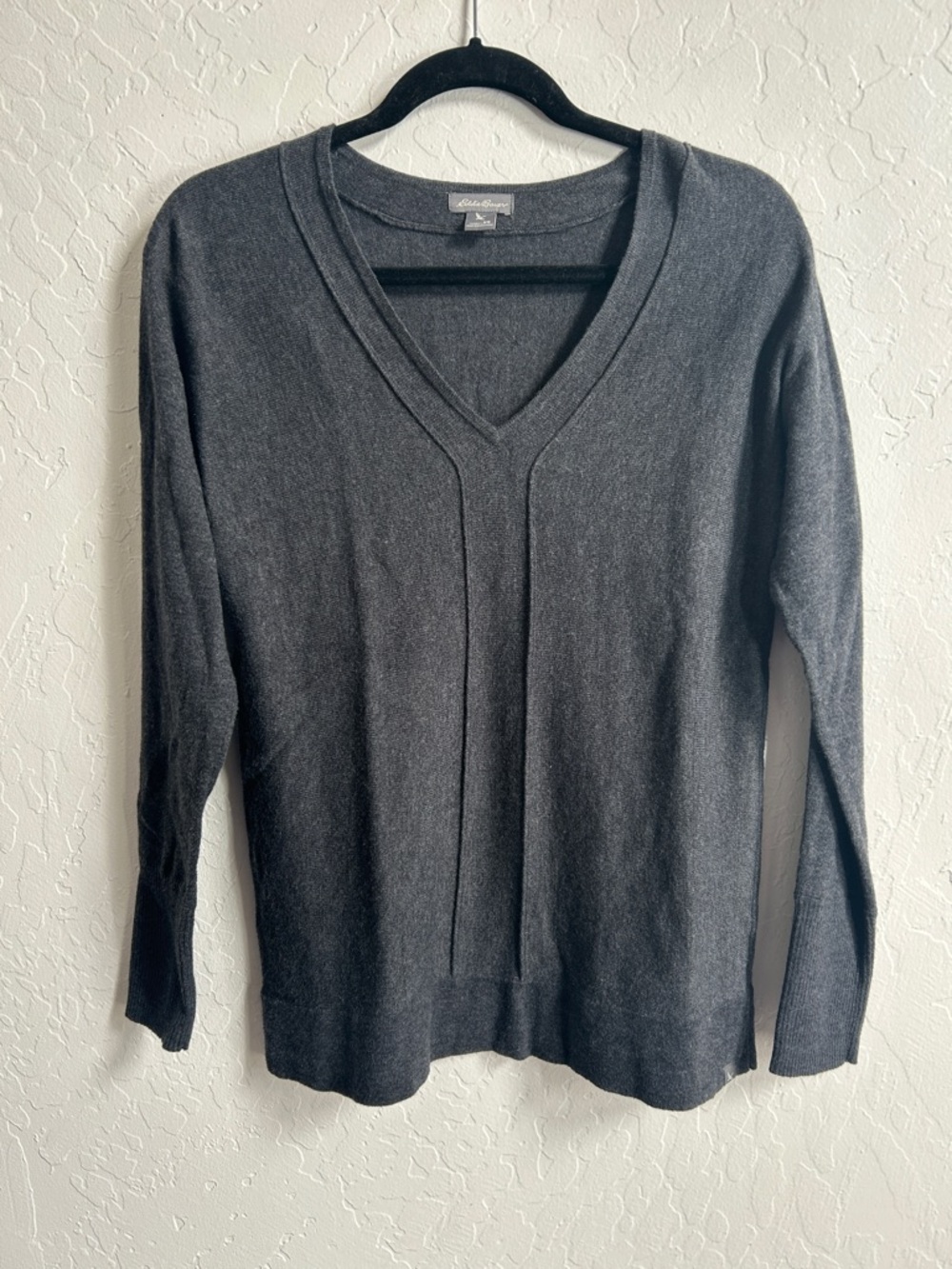 Eddie Bauer Charcoal V-Neck Sweater
